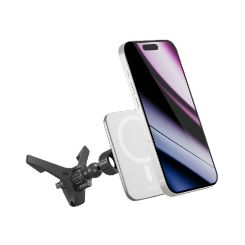 Epico Mag+ Ultrathin Car Charger (Qi2) - Silver/White