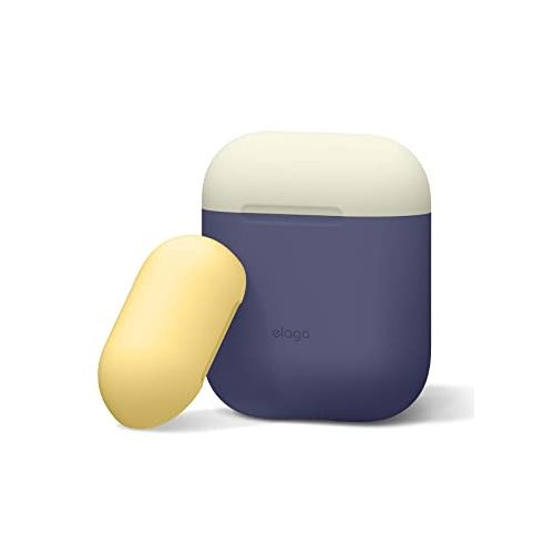 Elago Silicone Cover for Airpods 2nd Gen - Indigo with White/Yellow top