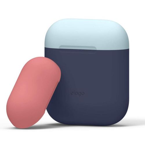 Elago Silicone Cover for Airpods 2nd Gen - Indigo with Blue/Pink top