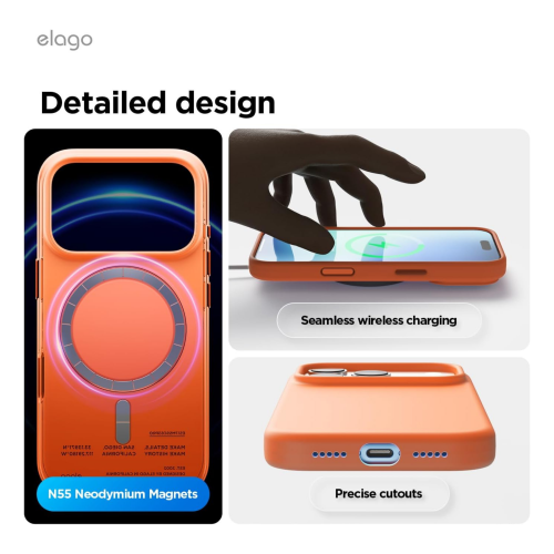 Elago Magnetic Silicone Case for iPhone 18 Pro Max/17 Pro Max - Orange