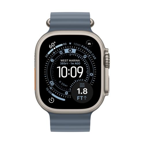 Apple Watch 49mm Anchor Blue Ocean Band - Natural Titanium Finish