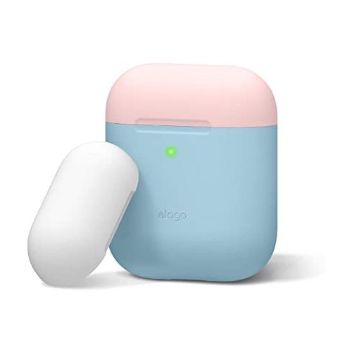 Elago Silicone Cover for Airpods 2nd Gen - Pink with White/Blue top