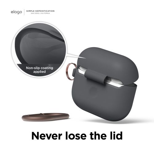 Elago Silicone Cover w/ Hook for Airpods 3rd Gen - Grey