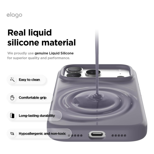 Elago Magnetic Silicone Case for iPhone 18 Pro Max/17 Pro Max - Deep Lavender