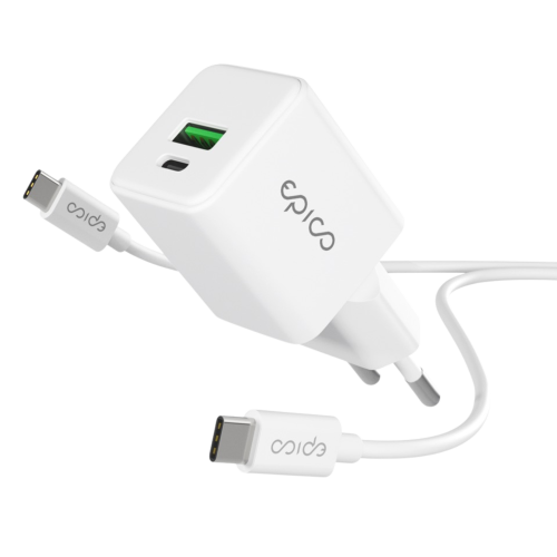Epico 20W GaN Wall Charger + 1.2m USB-C Cable - White