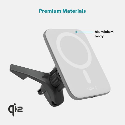 Epico Mag+ Ultrathin Car Charger (Qi2) - Silver/White