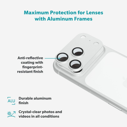 Epico Aluminium AntiReflective Lens & Island Protector for iPhone 18 Pro Max - Silver