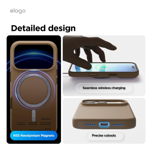 Elago Magnetic Silicone Case for iPhone 18 Pro Max/17 Pro Max - Brown