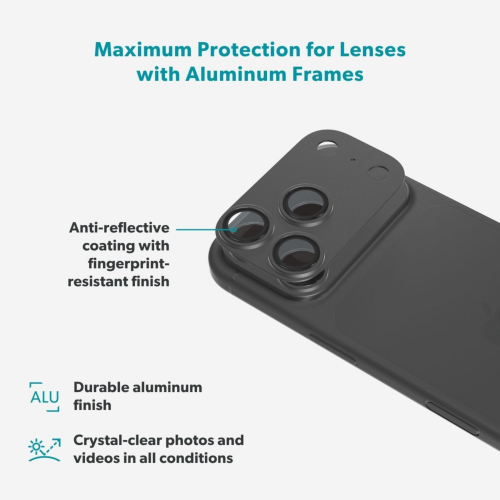 Epico Aluminium AntiReflective Lens & Island Protector for iPhone 18 Pro Max - Black