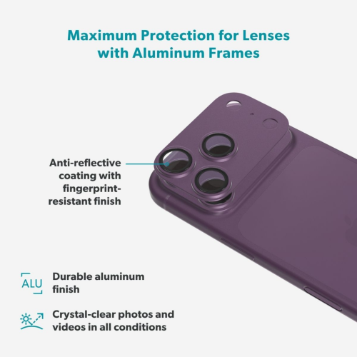 Epico Aluminium AntiReflective Lens & Island Protector for iPhone 18 Pro - Dark Purple