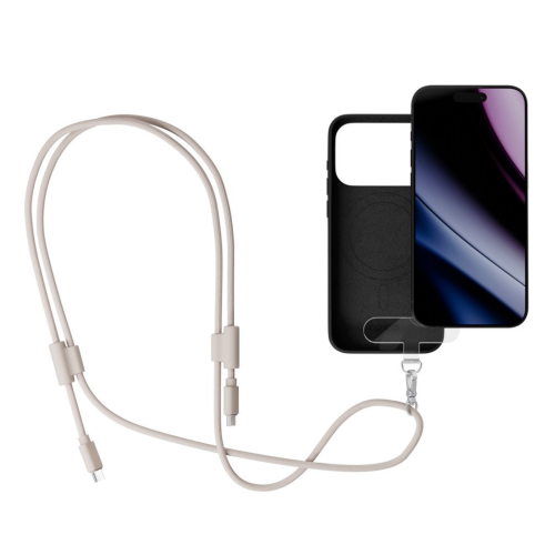 Epico Phone Lanyard With USB-C To USB-C Cable - Beige