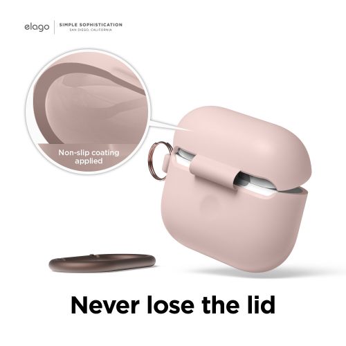 Elago Silicone Cover w/ Hook for Airpods 3rd Gen - Sand Pink