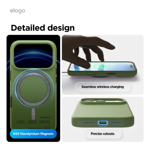 Elago Magnetic Silicone Case for iPhone 18 Pro Max/17 Pro Max - Cedar Green