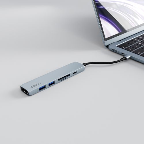 Epico 6in1 Aluminium USB-C Hub 8K - Sky Blue