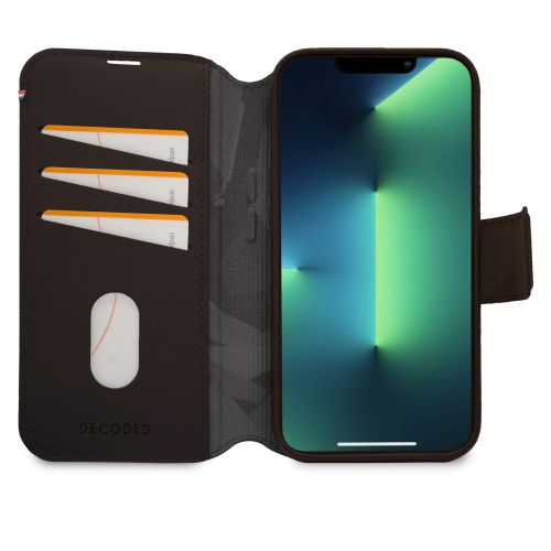 DECODED Leather Detachable Wallet Case w/MagSafe  for iPhone 14 Pro Max - Chocolate Brown