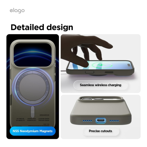 Elago Magnetic Silicone Case for iPhone 18 Pro/17 Pro - Gray