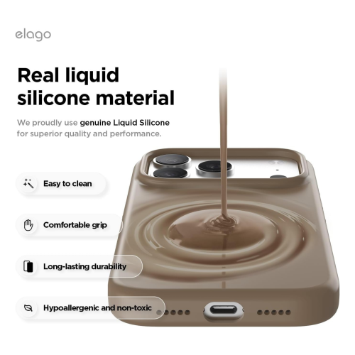 Elago Magnetic Silicone Case for iPhone 18 Pro Max/17 Pro Max - Brown